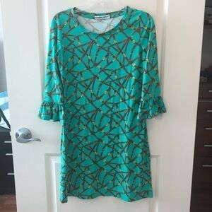 Barbara Gerwit Nylon Spandex Dress Ruffle Sleeve